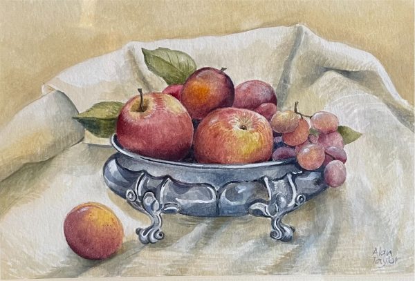 Fruit in a Pewter Bowl (still life)