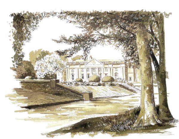 A Sepia Drawing of Wortley Hall